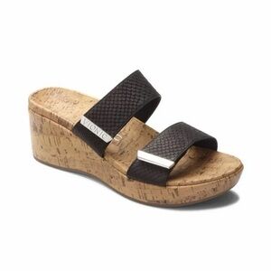 Vionic Women's Pepper Black Wedge Sandals